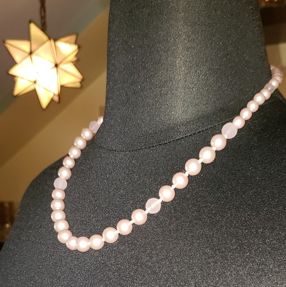 Pink faux pearls